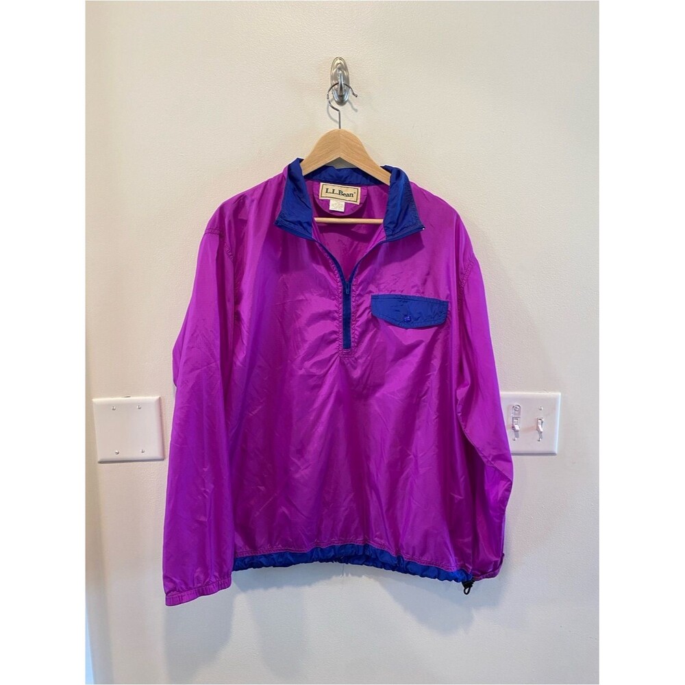 vintage 90's L.L. Bean womens purple nylon windbreaker medium pullover oversized